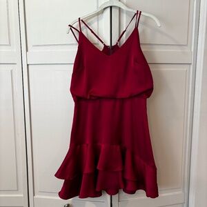 Raspberry colored cocktail dress by Lulus
